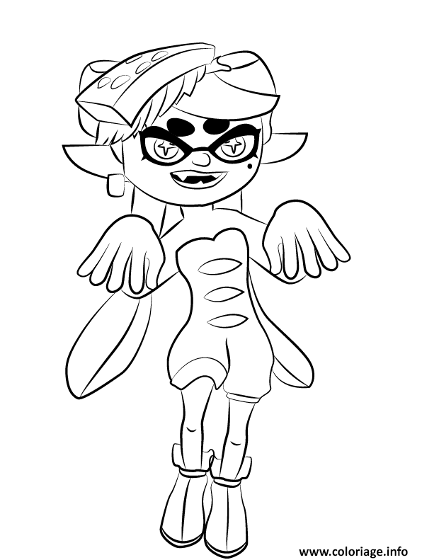 Dessin Splatoon Squid Sister idol Inkling pop duo based in Inkopolis Coloriage Gratuit à Imprimer